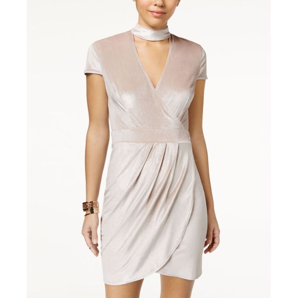 B Darlin Juniors Velvet Faux Wrap Choker Dress